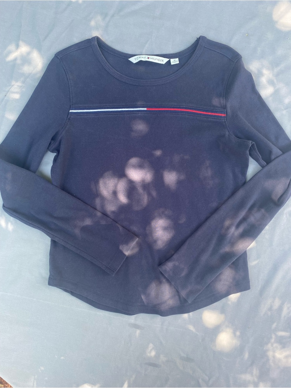 Tommy Hilfiger Navy Crewneck Tee with Red & White Stripe
